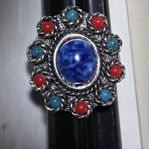 vintage Sarah Coventry silver-tone ring, likely from the 1973 "Navajo Collection